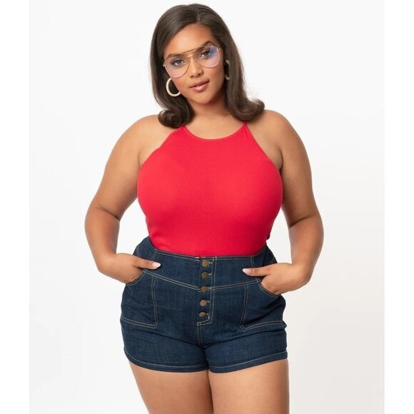 NWT Unique Vintage Red Halter Top Size 3X - Picture 3 of 11